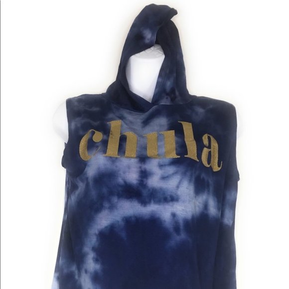 Chula Tye Dyed Crop Hoodie Blue Size Lar… - Picture 1 of 8